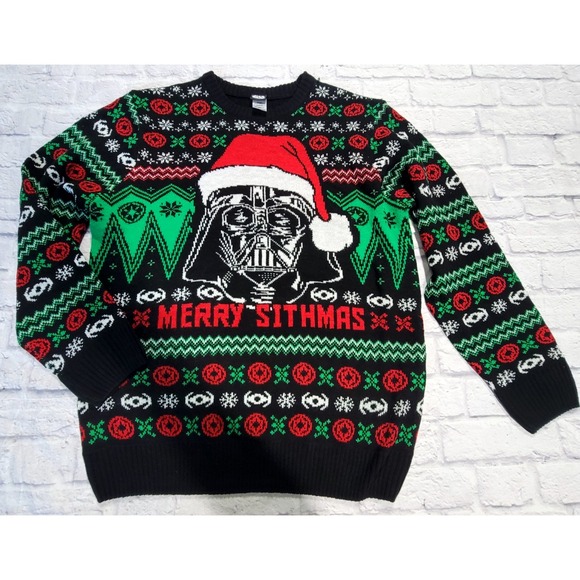 Men Star Wars Darth Vader Sweater Ugly Merry Christmas Sithmas Holiday sz XL NEW - Picture 1 of 10